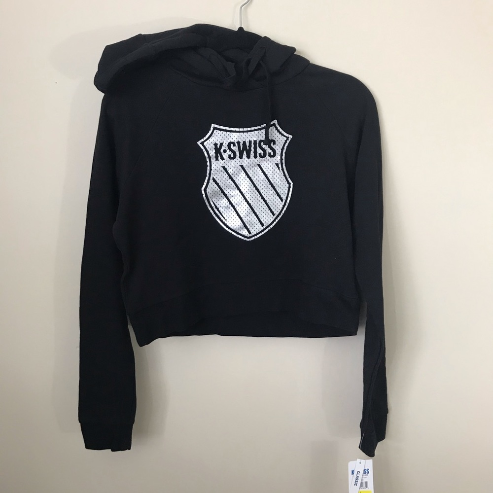 K-Swiss Eon cropped hoodie silver & black …